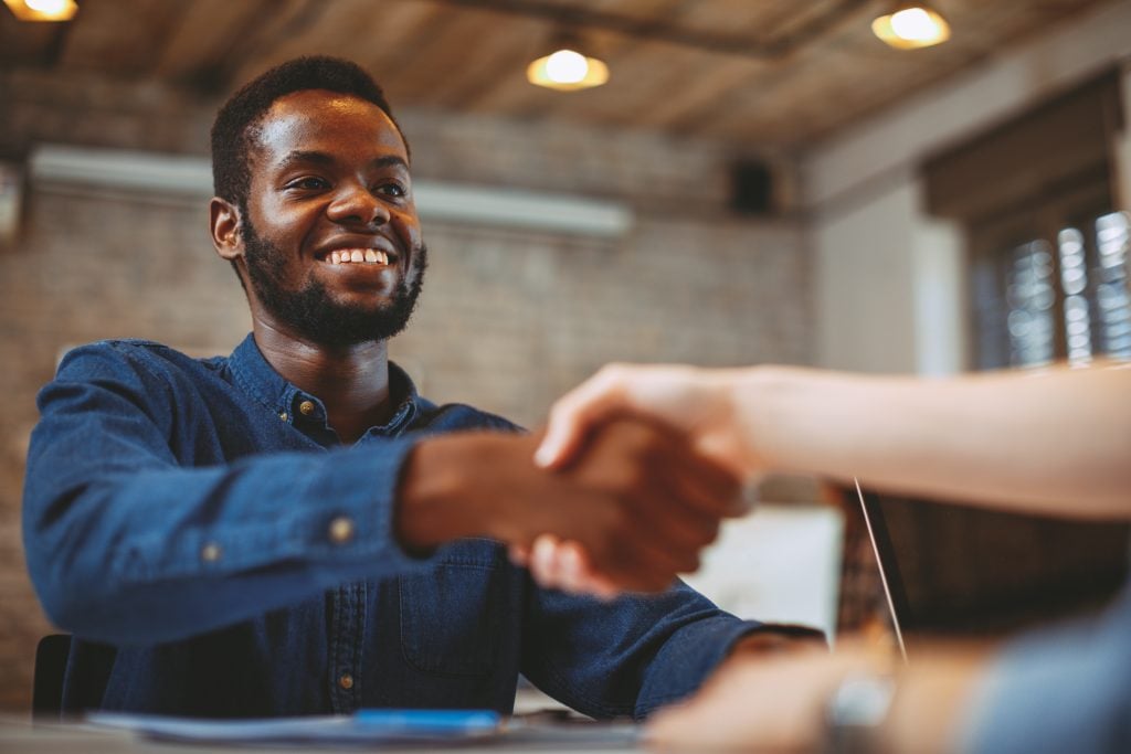 Young black man in a job interview