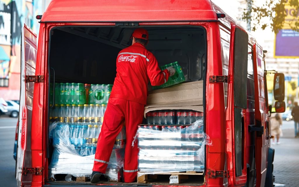 Van with Coca-cola drinks.