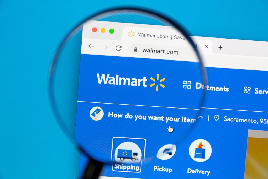 Walmart website on a computer screen.